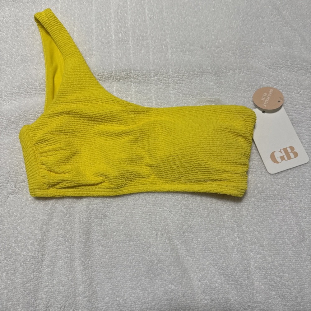 GB One Shoulder Removable Pads Swim Beach Bikini Top Yellow XS